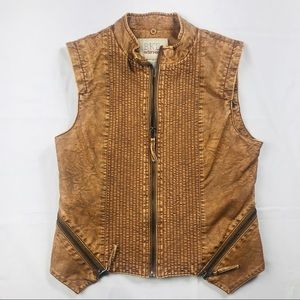 BKE Buckle Vest Jacket Faux Leather